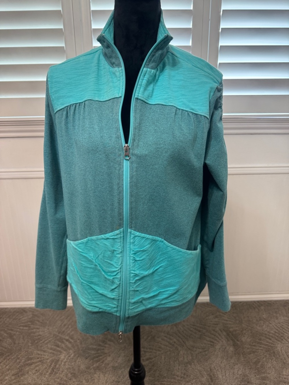 neon buddha Teal Two-Tone Full-Zip Bomber Jacket